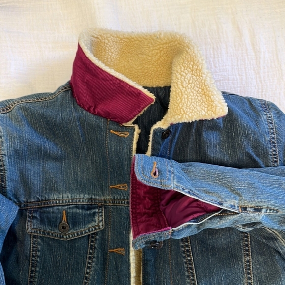 Sherpa-Lined Denim Jacket LLBean Sz L - Picture 5 of 11